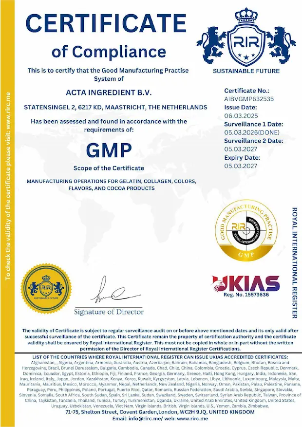 GMP Certificate of Compliance